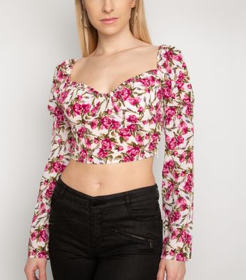 Image of NaaNaa White Floral Crop Top New Look