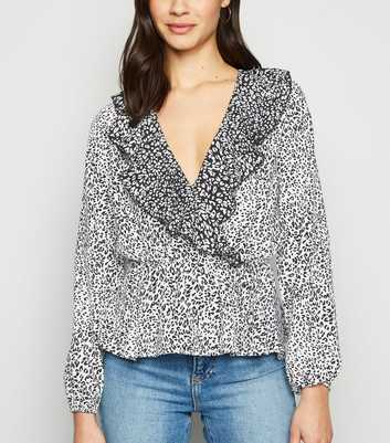 Madam Rage White Animal Print Ruffle Top