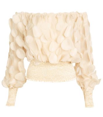 Image of Port Boutique Cream D Circle Mesh Top New Look