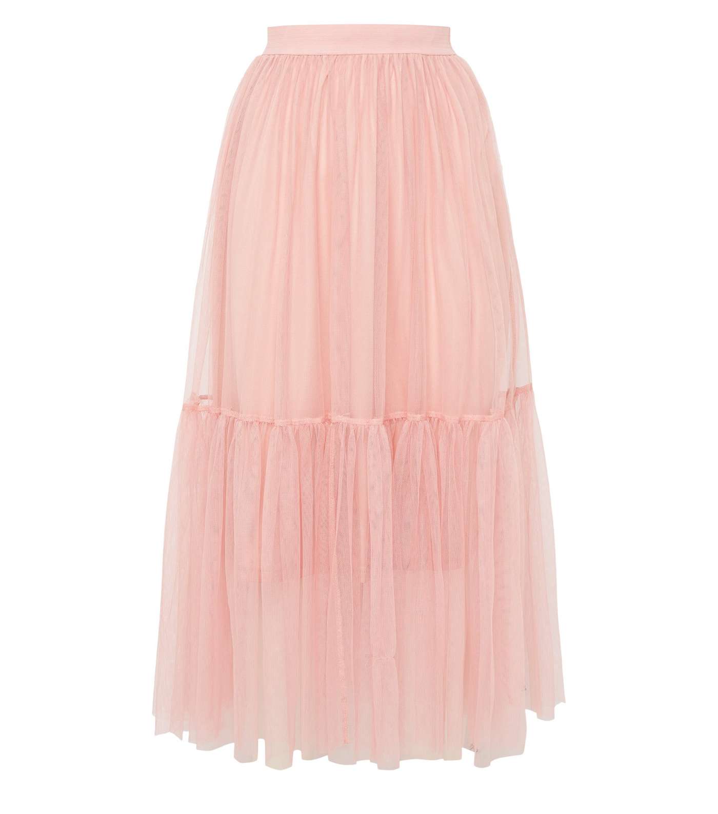 Blue Vanilla Mid Pink Tulle Mesh Midi Skirt Image 4