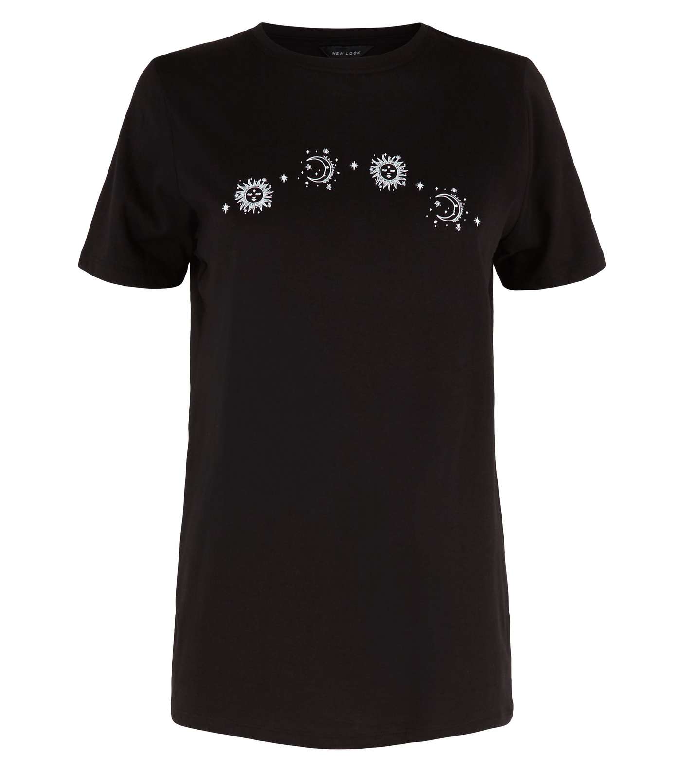 Black Celestial Print Crew Neck T-Shirt Image 4