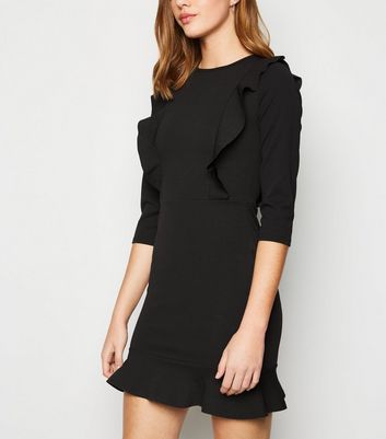 new look black ruffle dress