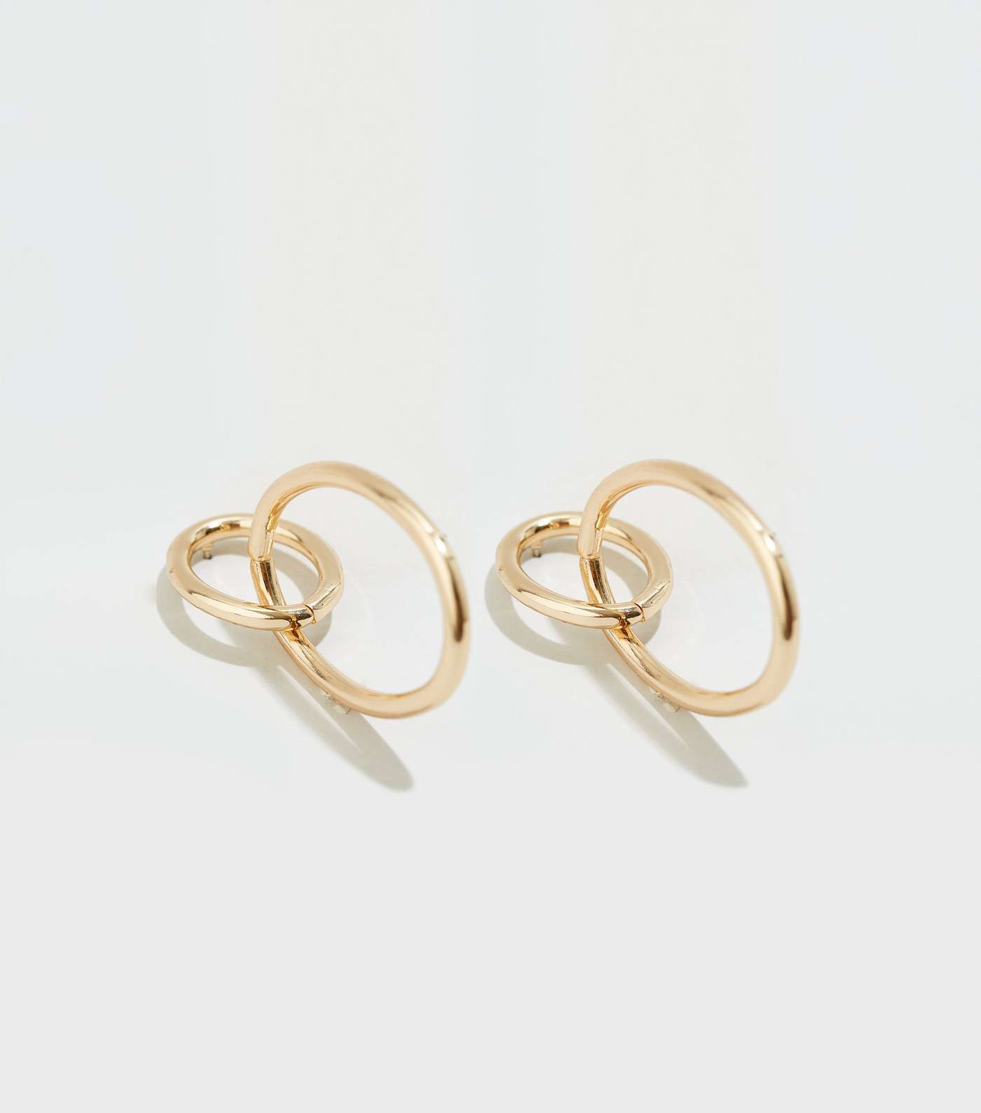 Gold Double Oval Linked Earrings Image 3