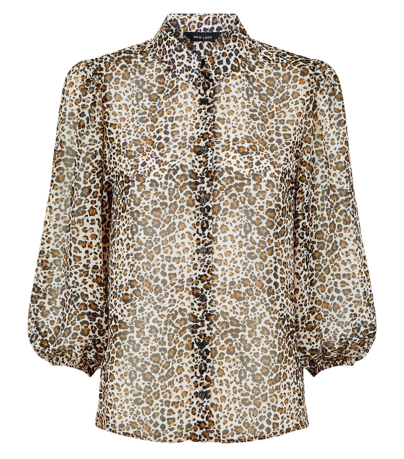 White Leopard Print Chiffon Shirt Image 4
