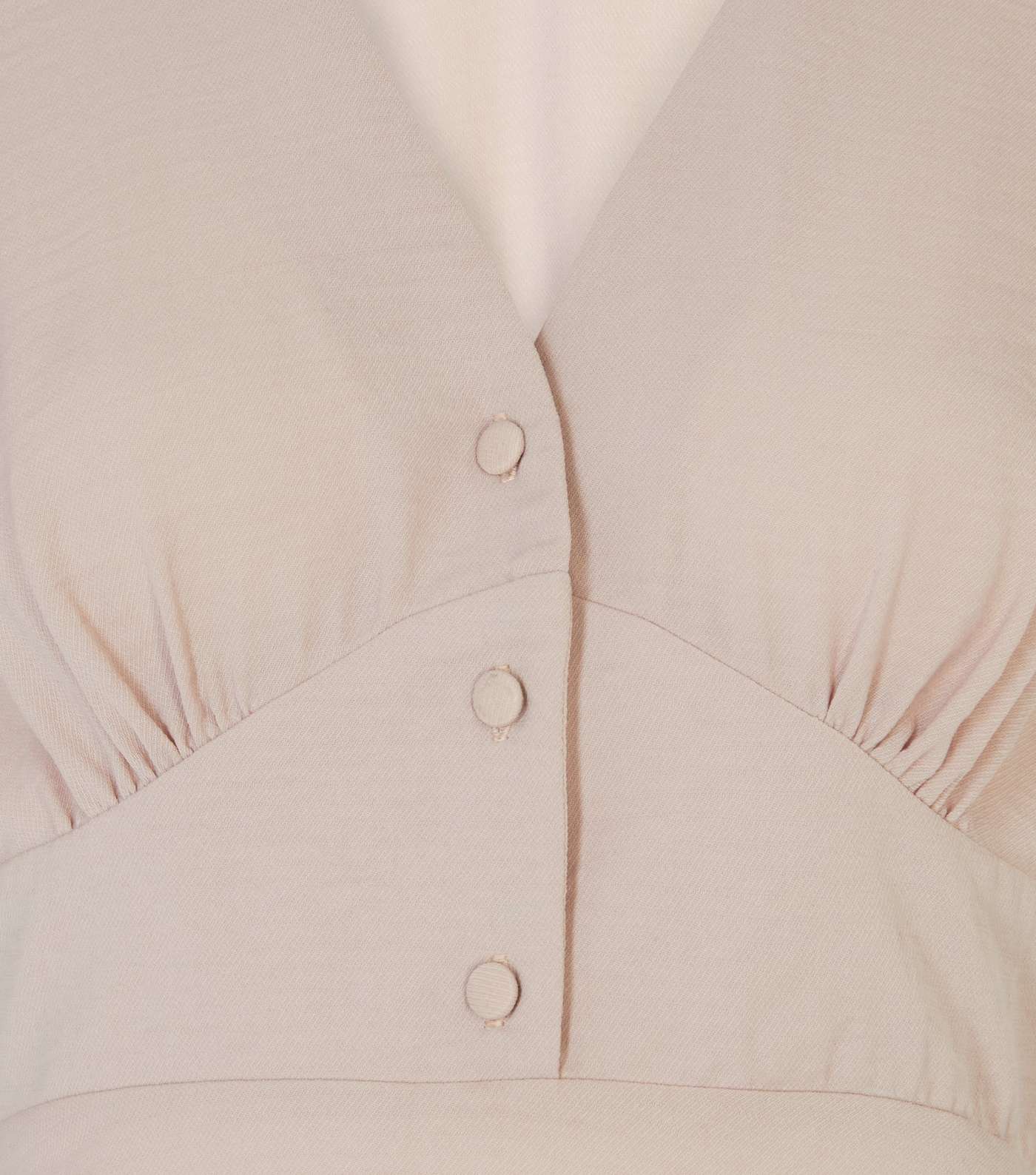 Pale Pink Button Puff Sleeve Tea Dress Image 3