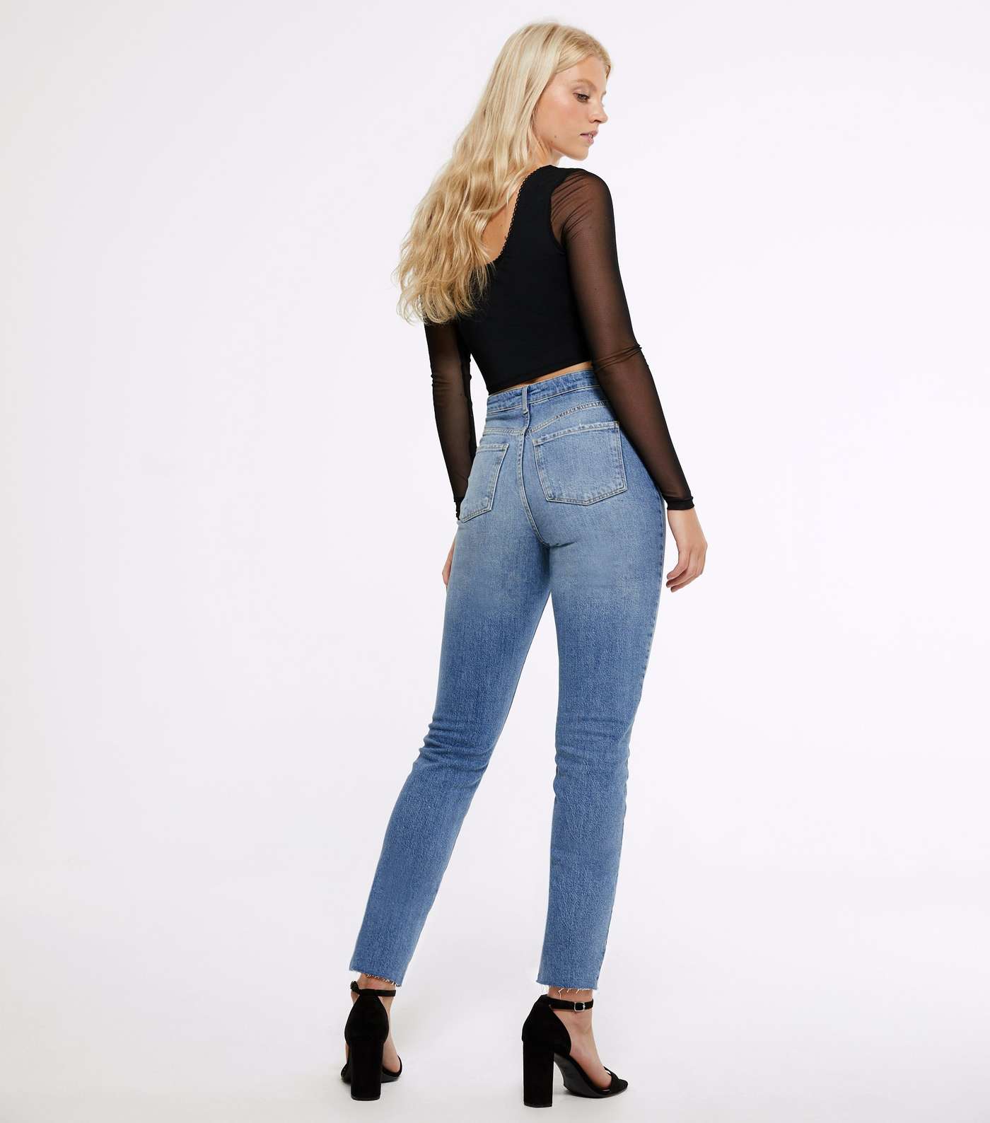 Blue Ripped Ankle Grazing Hannah Straight Leg Jeans Image 2