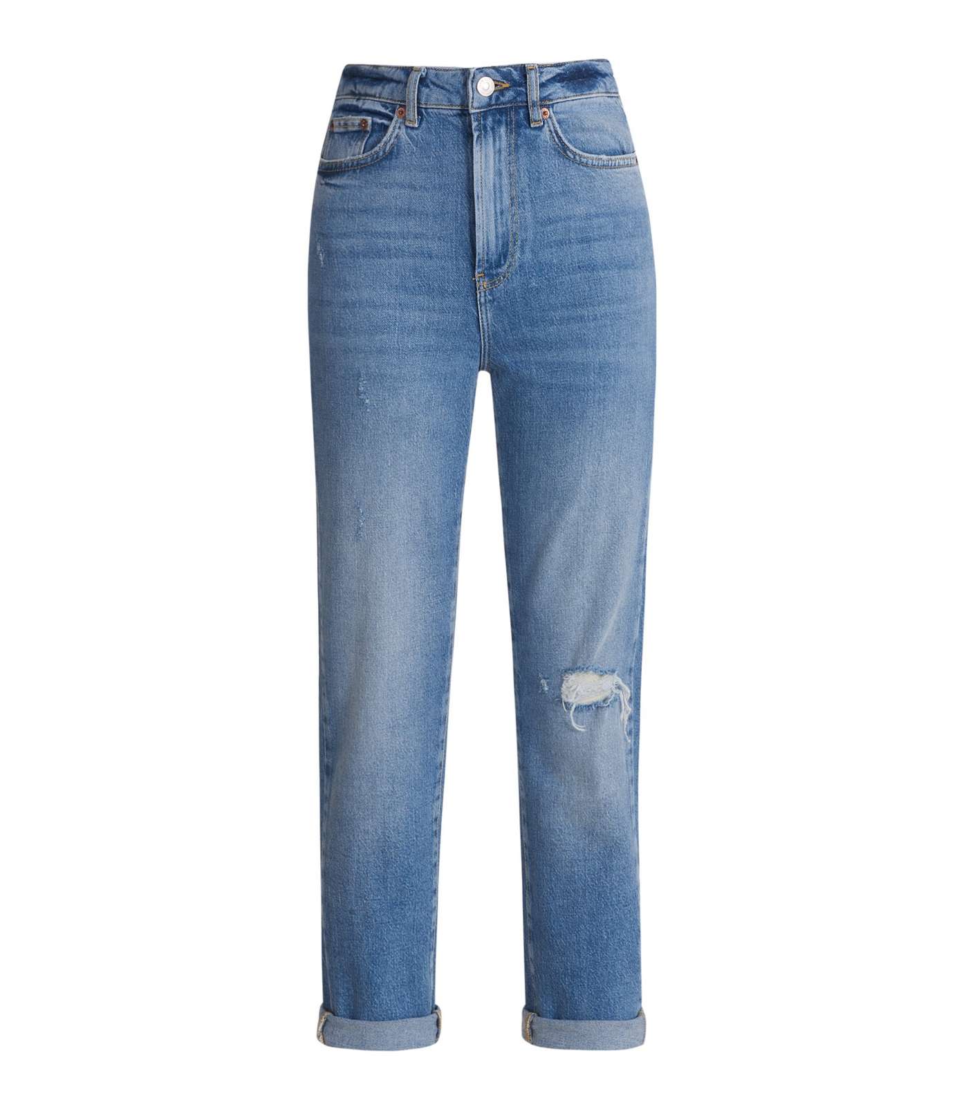 Blue Ripped Ankle Grazing Hannah Straight Leg Jeans Image 6