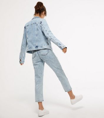 Pale Blue Acid Wash Ripped Tori Mom 