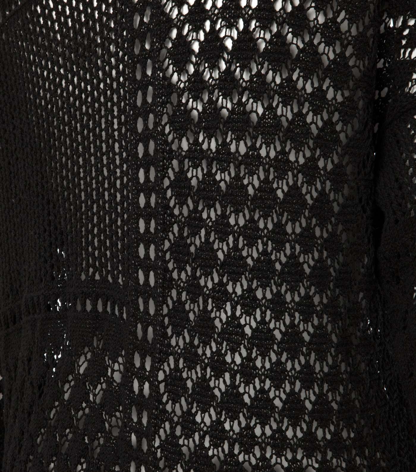 Black Pointelle Knit Kimono Cardigan Image 3