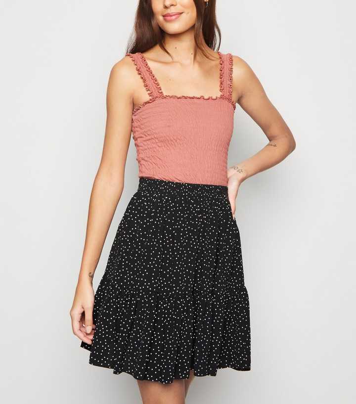 Black Spot Tiered Mini Skirt