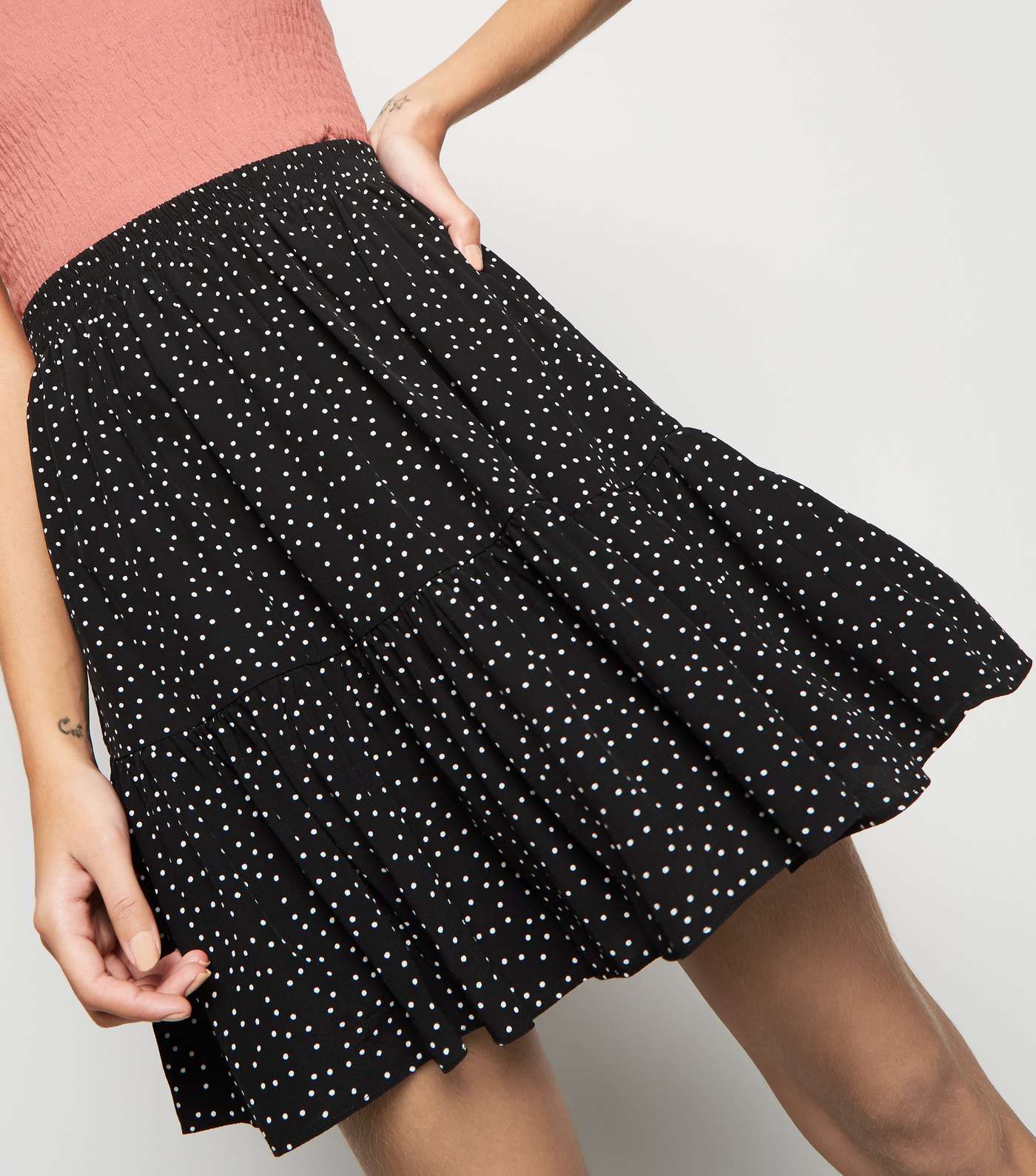 Black Spot Tiered Mini Skirt Image 5