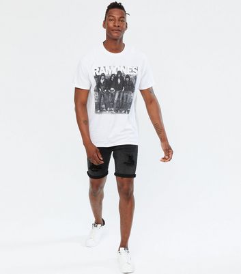 Image of Black Washed Ripped Denim Shorts New Look