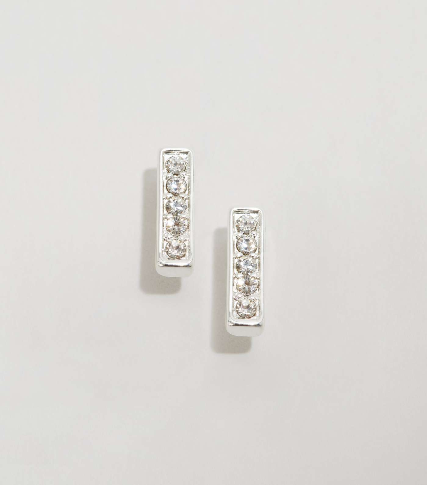 Silver Plated Stick Stud Earrings with Crystals from Swarovski® Image 3