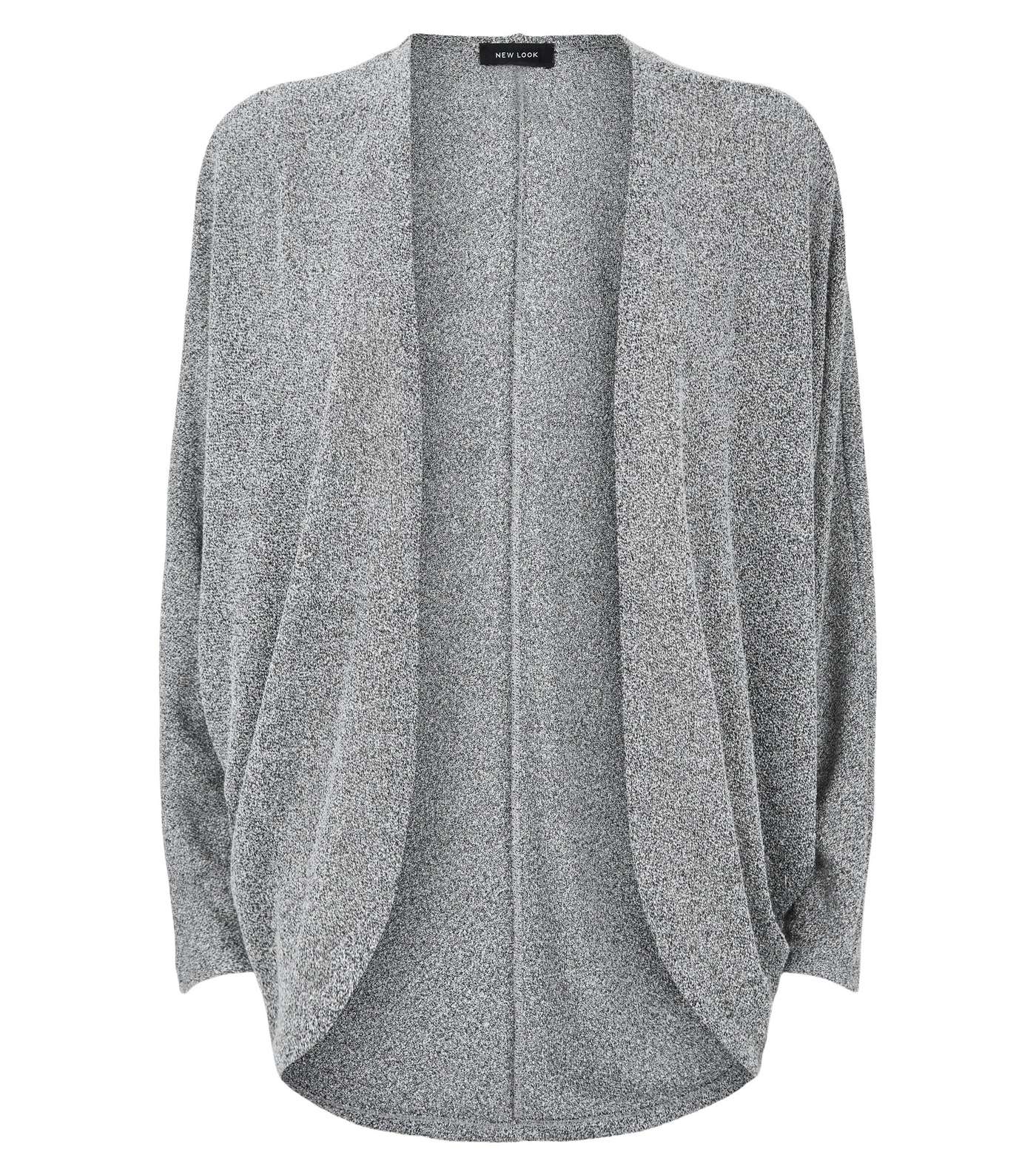 Pale Grey Fine Knit Batwing Cardigan Image 4