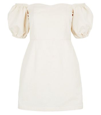 new look white denim dress