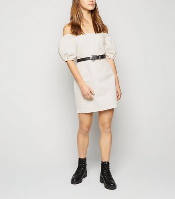 new look white denim dress