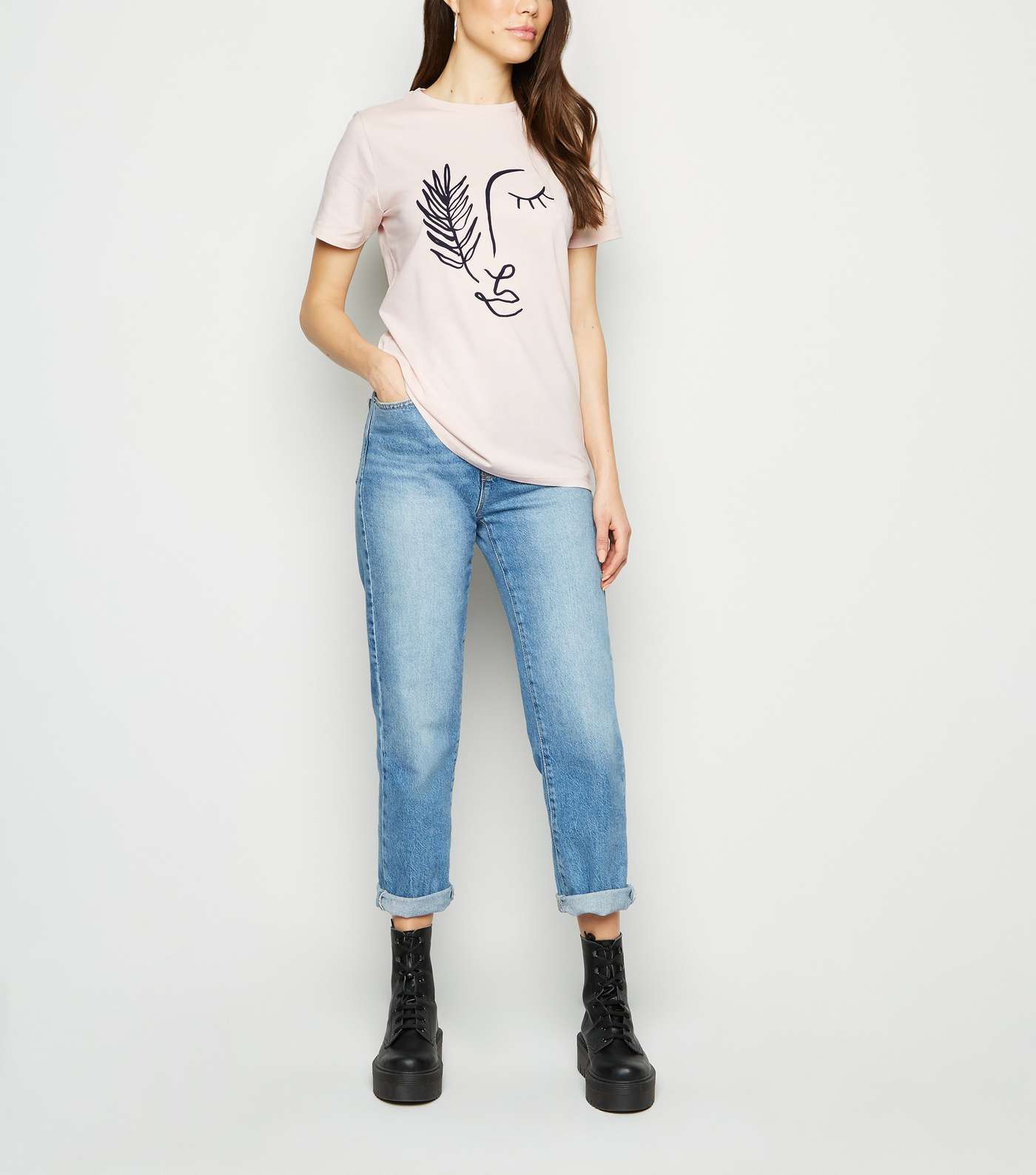 Pale Pink Sketch Face T-Shirt Image 2