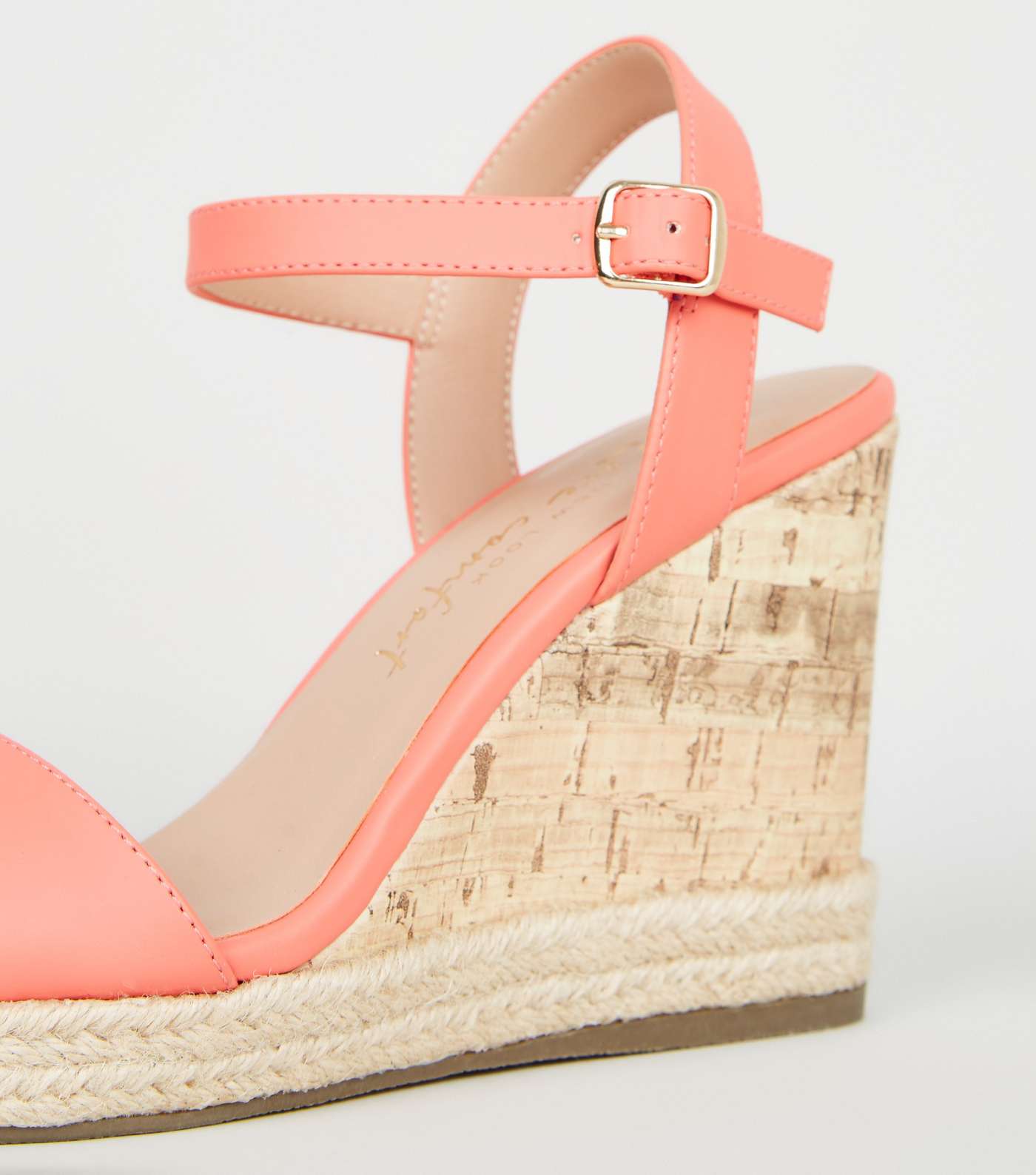 Coral Leather-Look Espadrille Cork Wedges Image 4