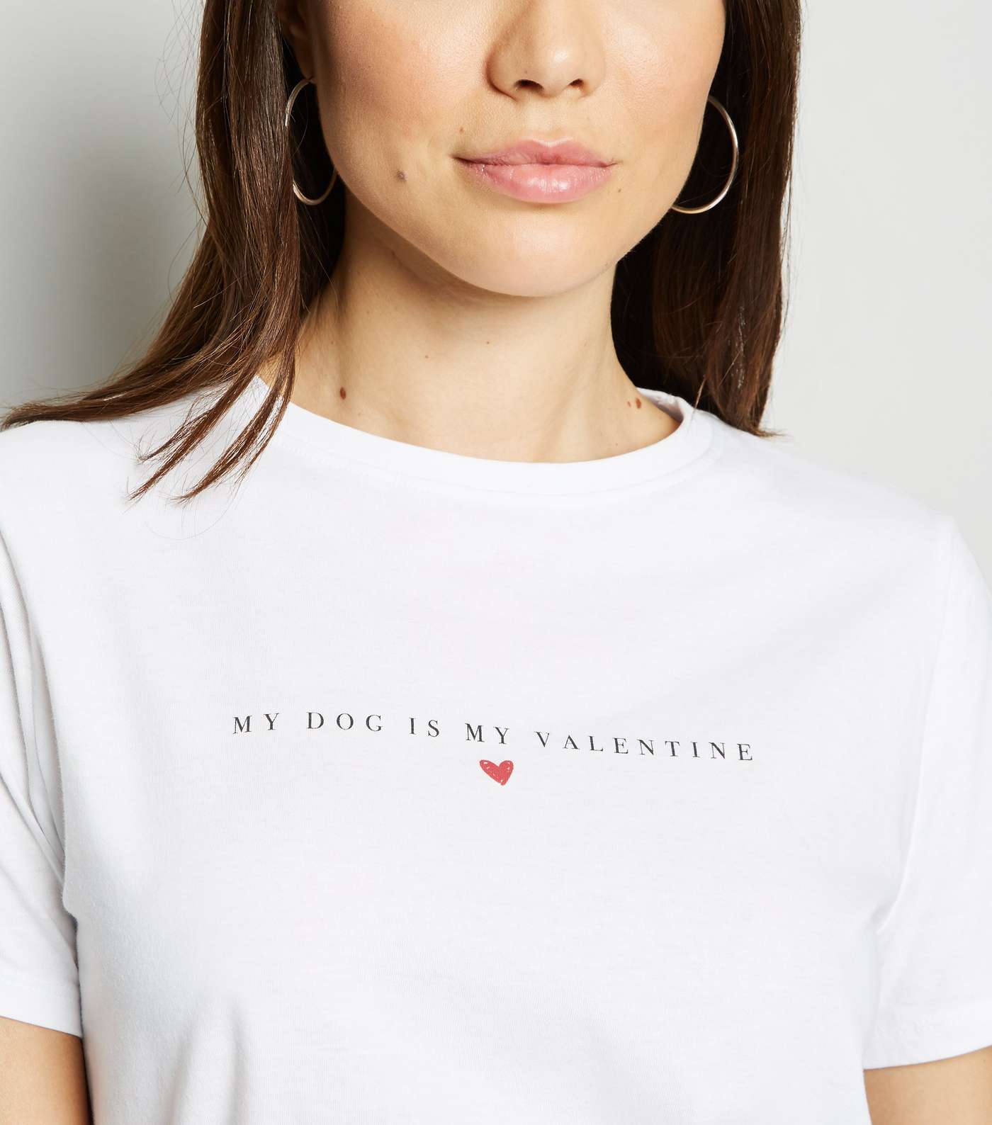 White My Dog Is My Valentine Slogan T-Shirt Image 5