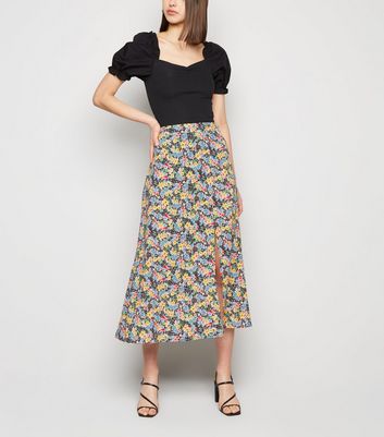 new look floral midi skirt
