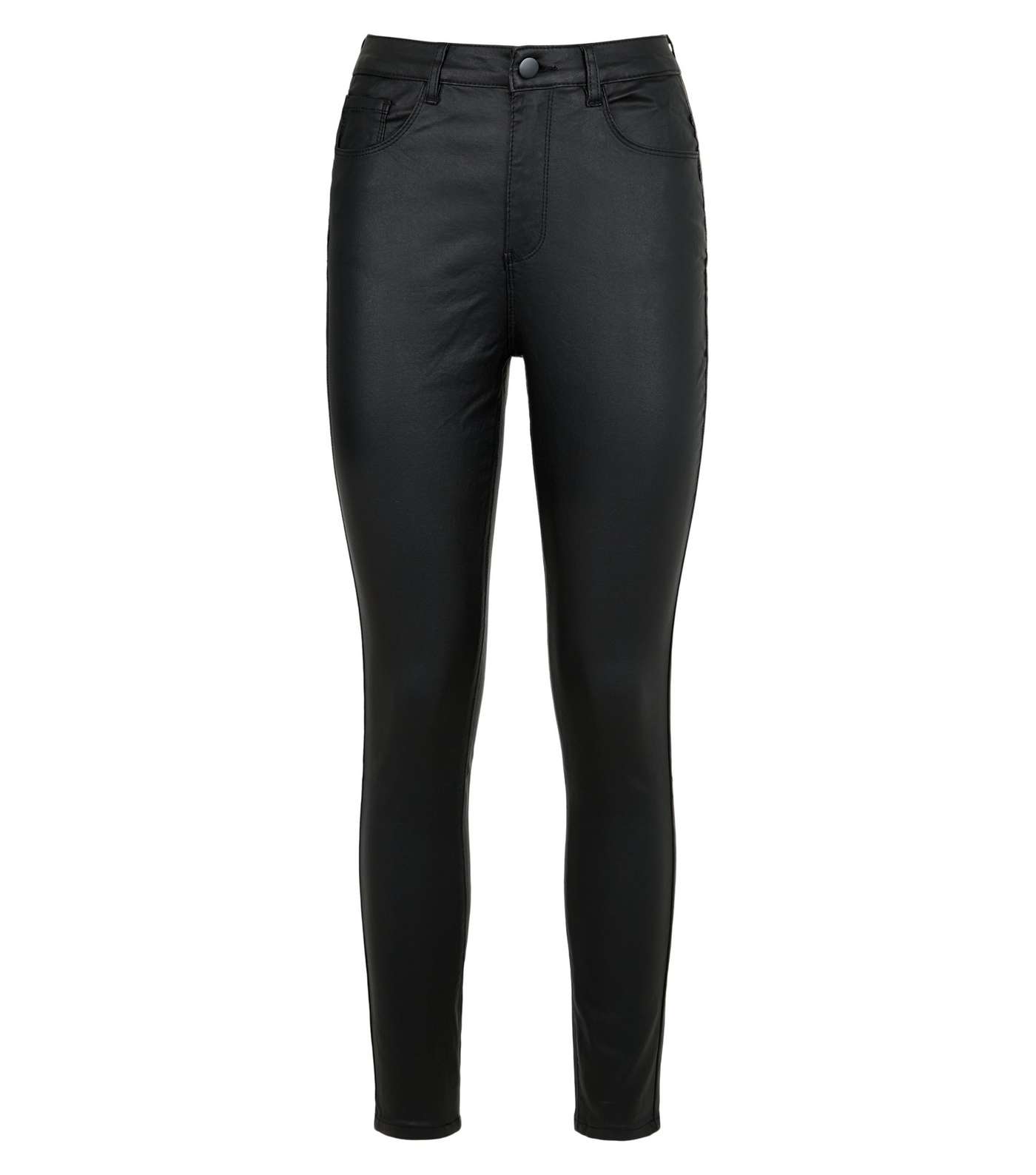 Urban Bliss Black Leather-Look Skinny Jeans  Image 4