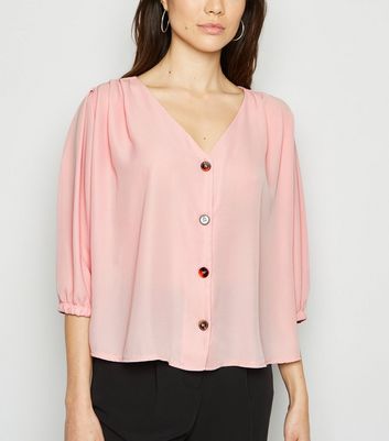 Cameo Rose Pale Pink Button Up Blouse 