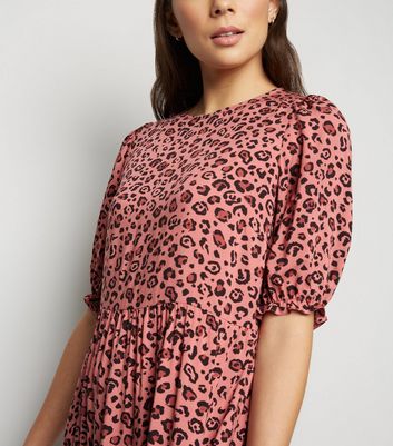 pink leopard shirt dress