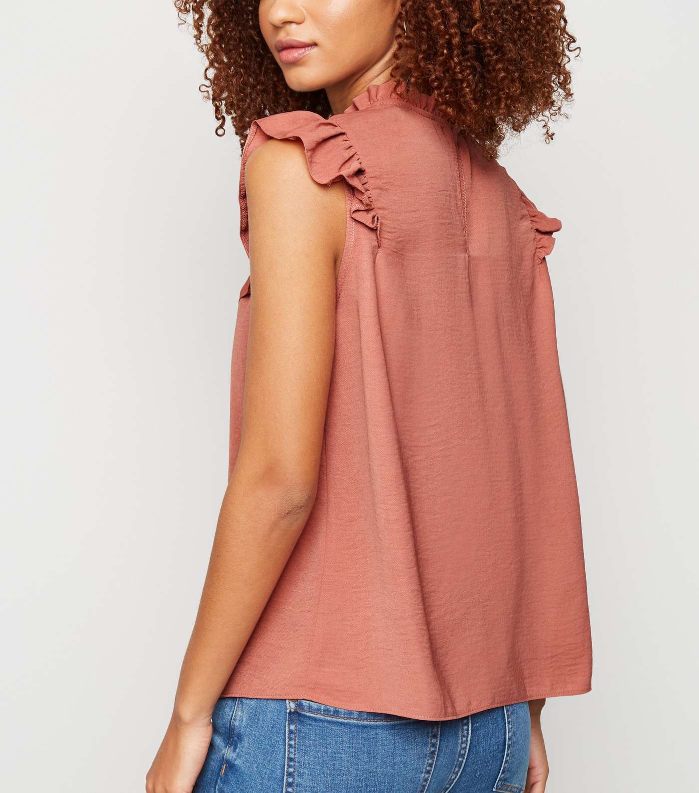 Mid Pink Frill High Neck Blouse Image 3