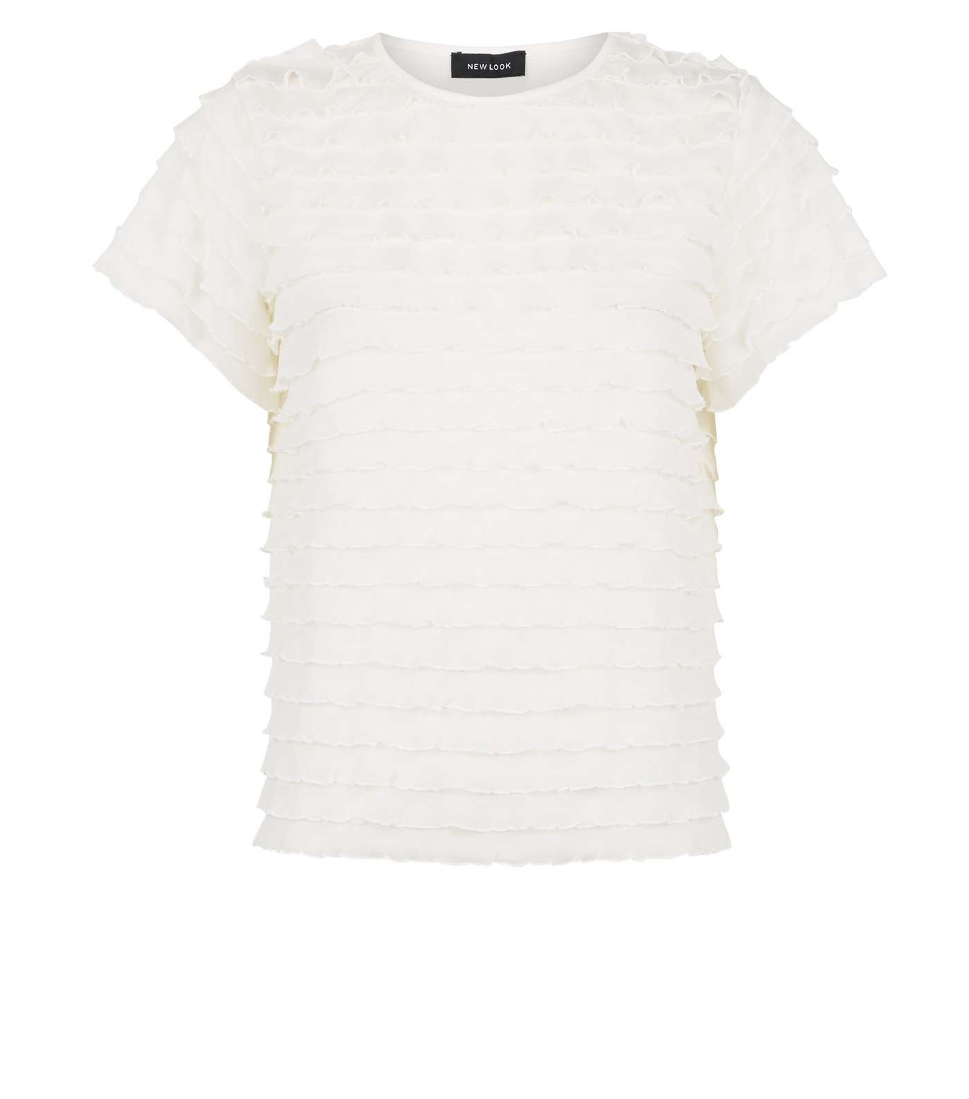 Off White Mesh Frill T-Shirt Image 4