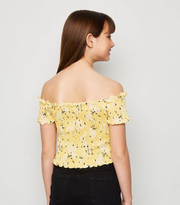 yellow floral bardot top