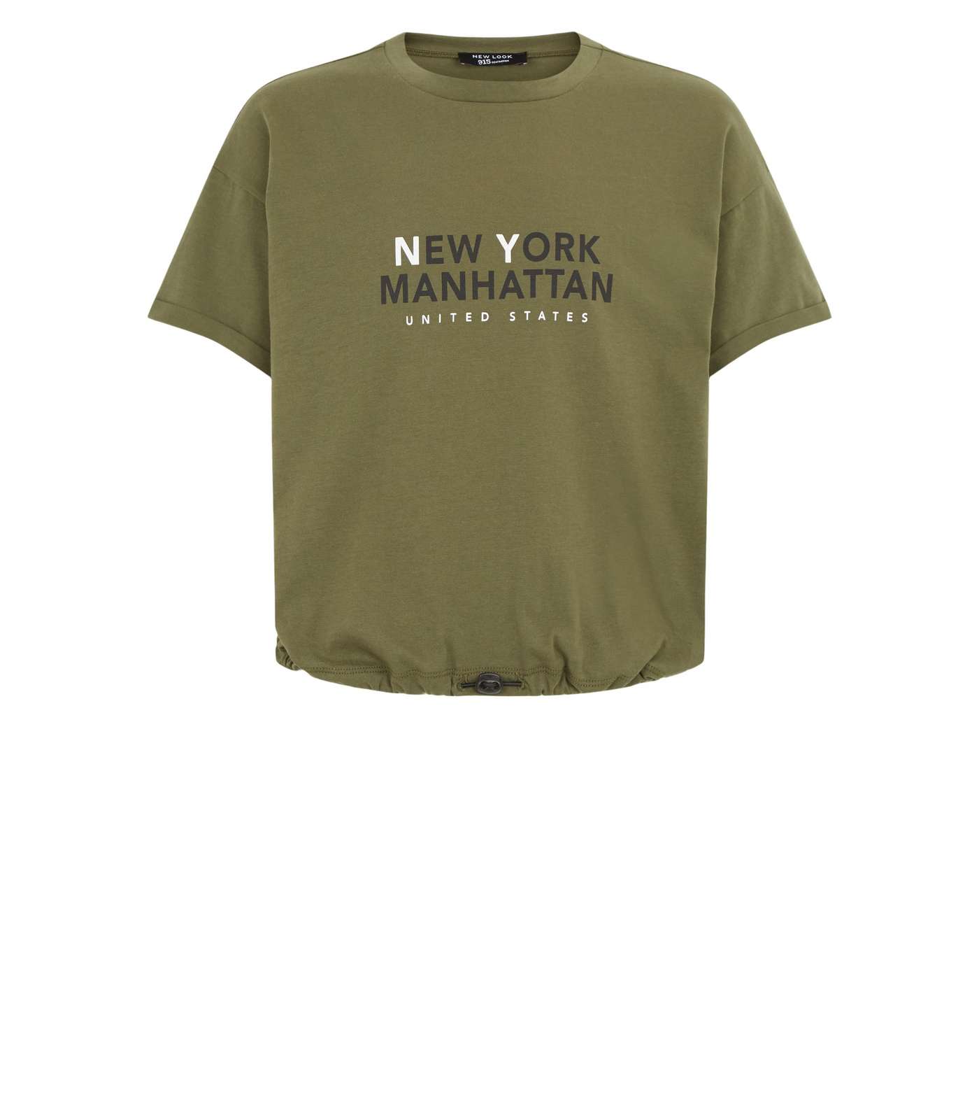 Girls Khaki New York Slogan Toggle Hem T-Shirt Image 4