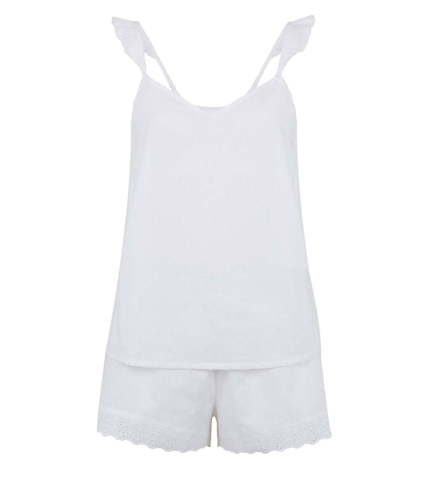 White Broderie Spot Short Pyjama Set Image 4