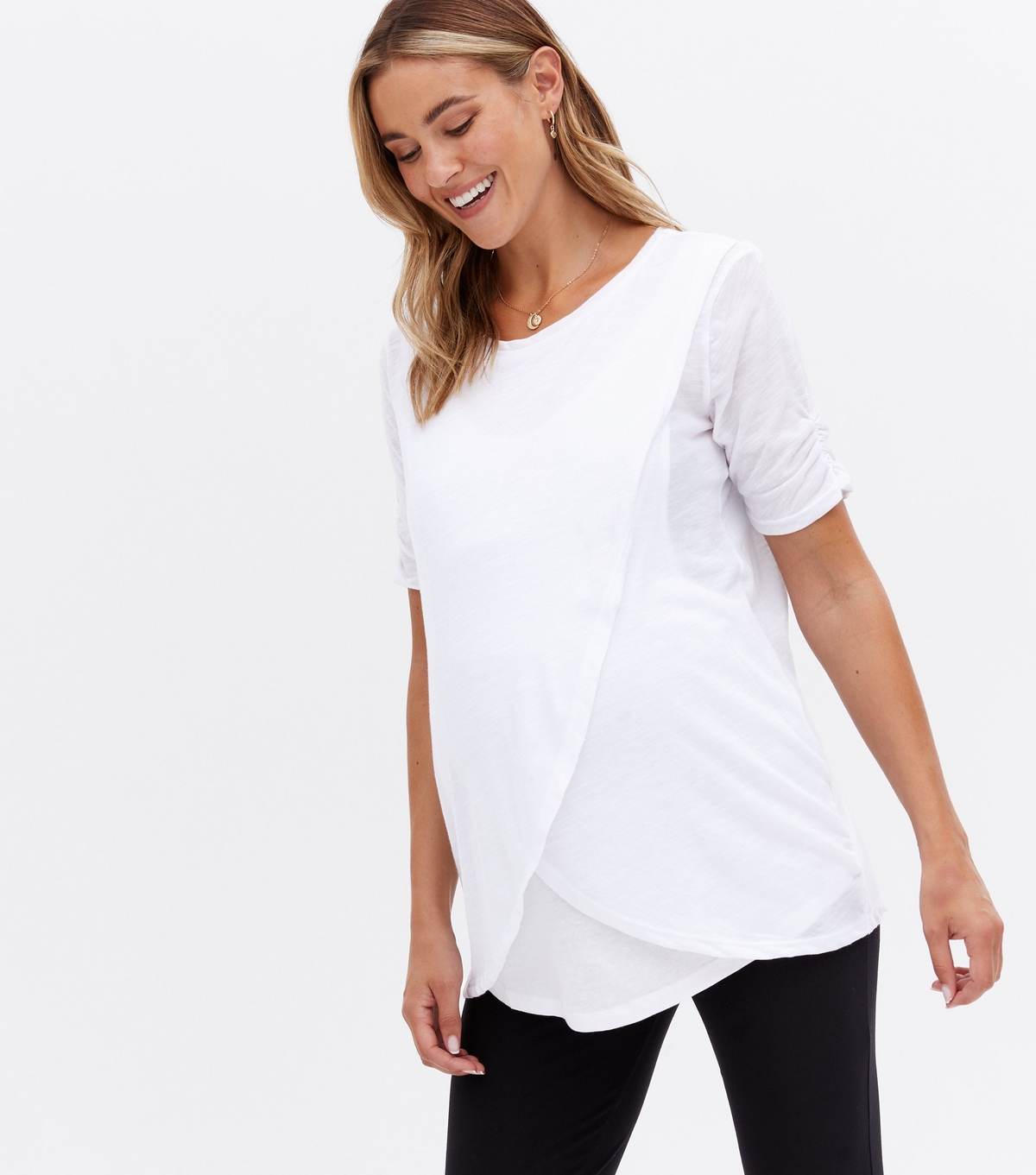 Women's Maternity White Wrap Nursing Top New Look