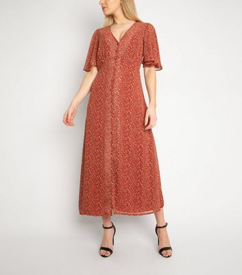 new look red ditsy floral dress