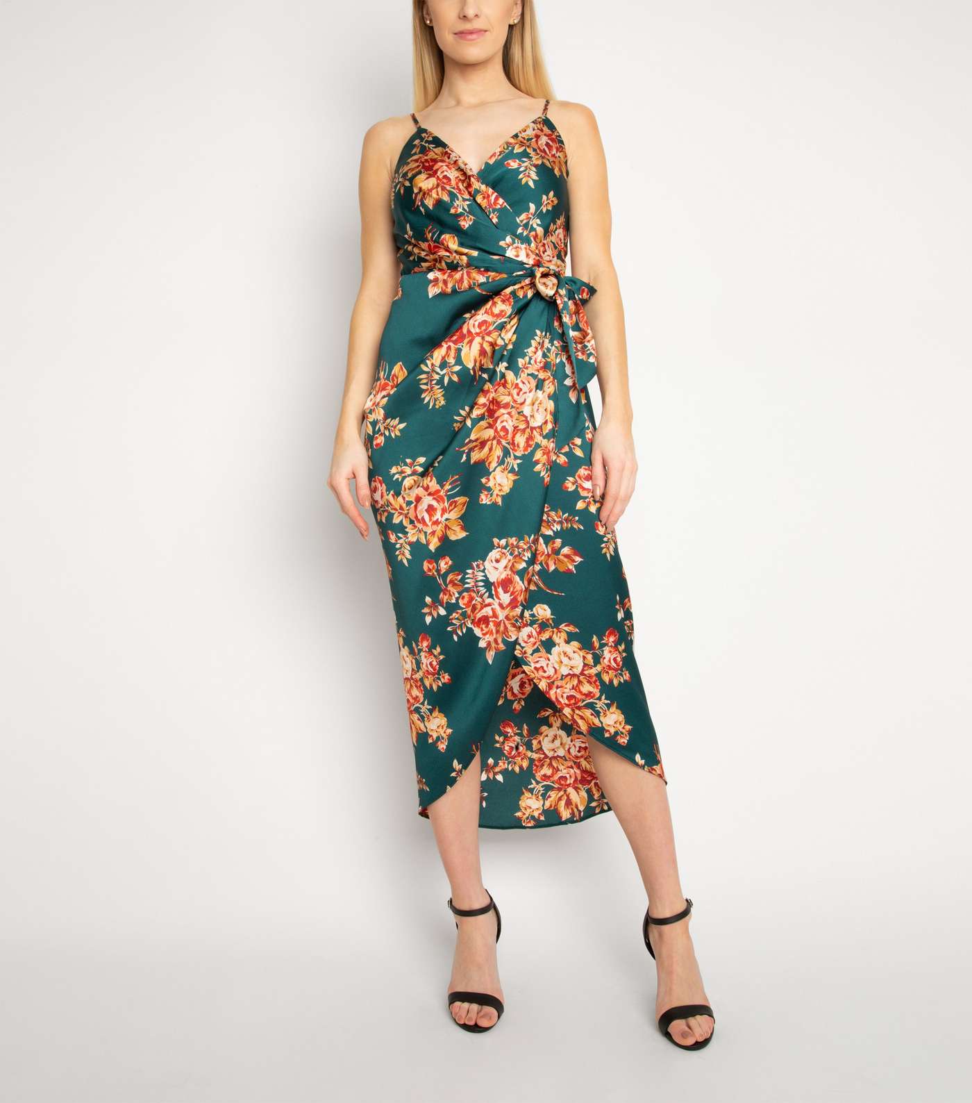 Another Look Green Floral Wrap Dress