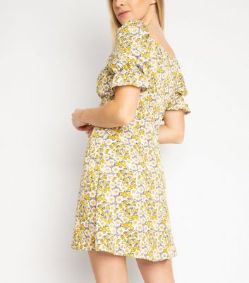 Image of Another Look Yellow Floral Dress New Look