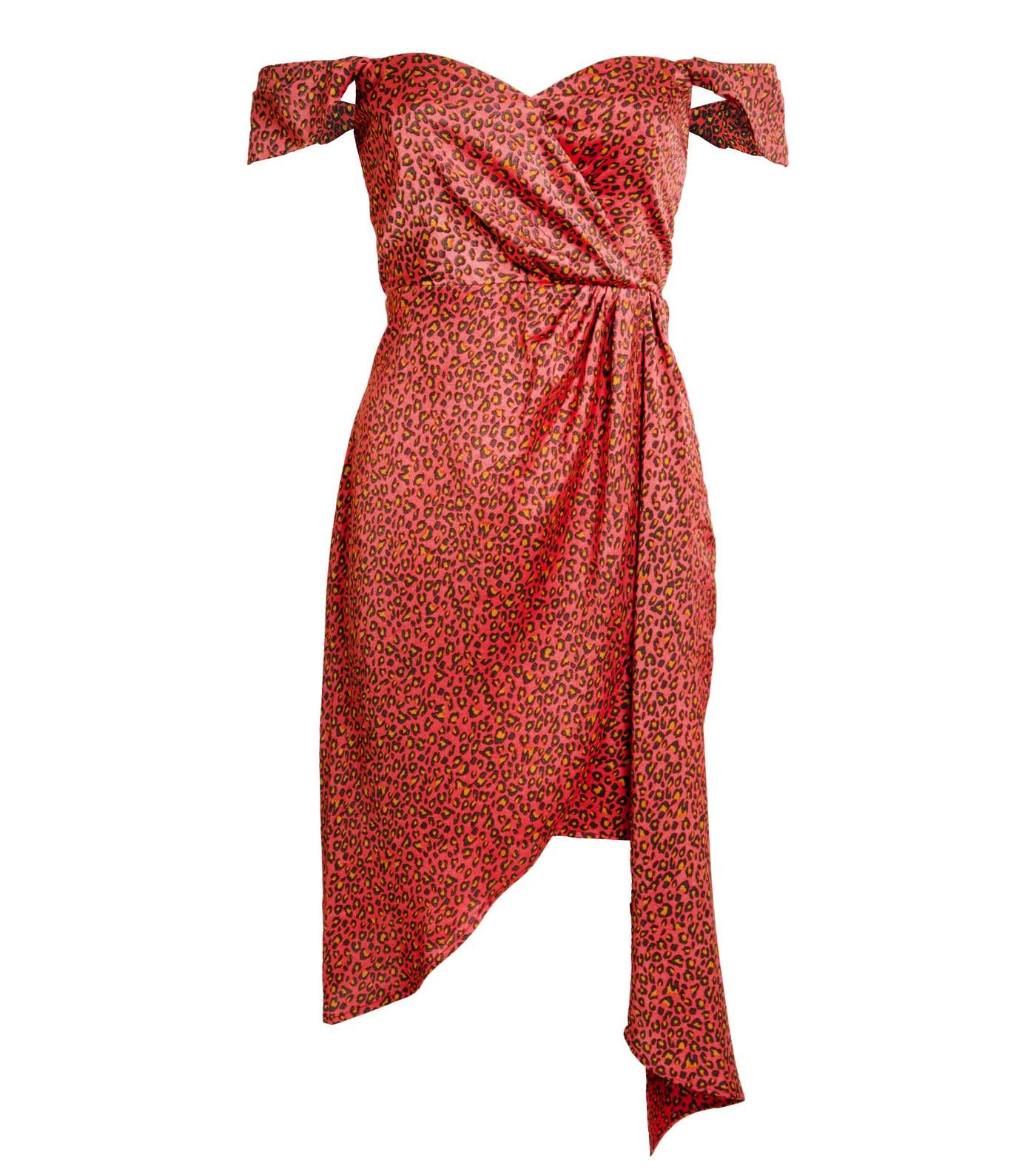 Another Look Red Leopard Print Bardot Dress Image 4