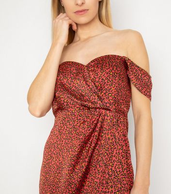 leopard print bardot dress
