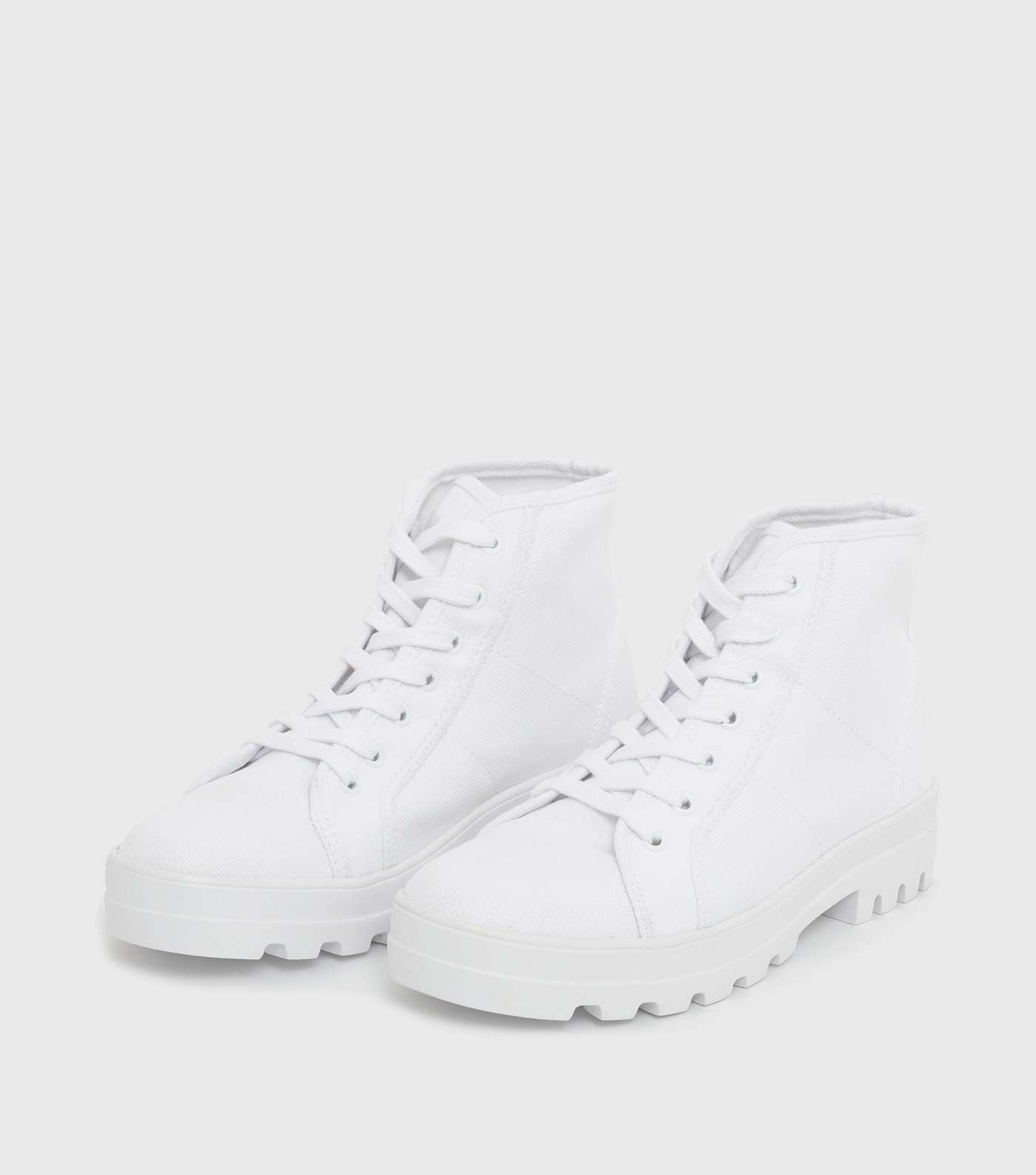 White Canvas Chunky High Top Trainer Boots
