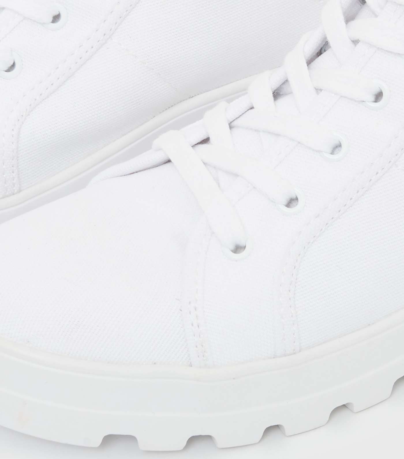 White Canvas Chunky High Top Trainer Boots Image 3