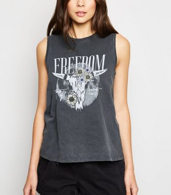 womens slogan vest tops