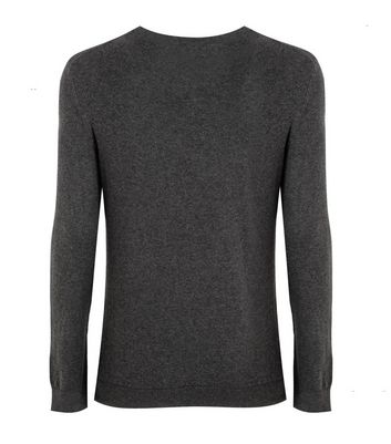 Image of Dark Grey Fine Knit Crew Jumper New Look