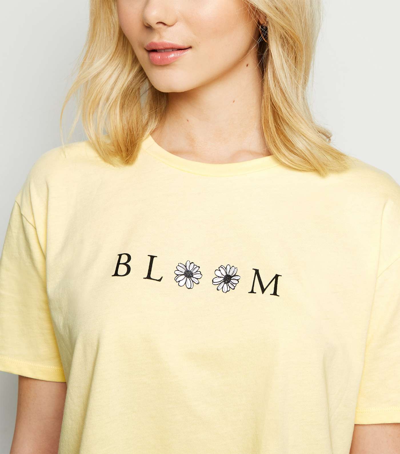 Pale Yellow Floral Bloom Boxy Slogan T-Shirt Image 5