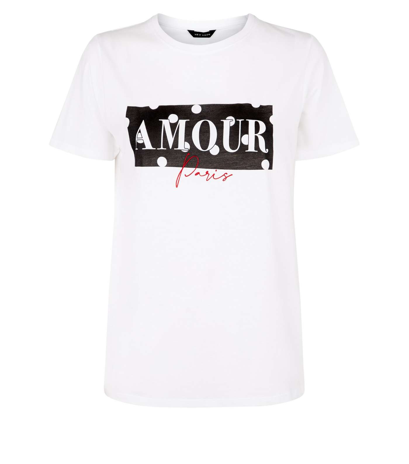 White Spot Box Amour Slogan T-Shirt Image 4