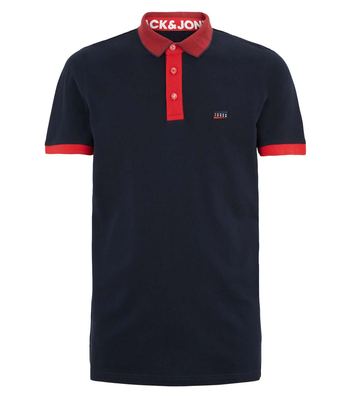 Jack & Jones Navy Colour Block Polo Shirt Image 4