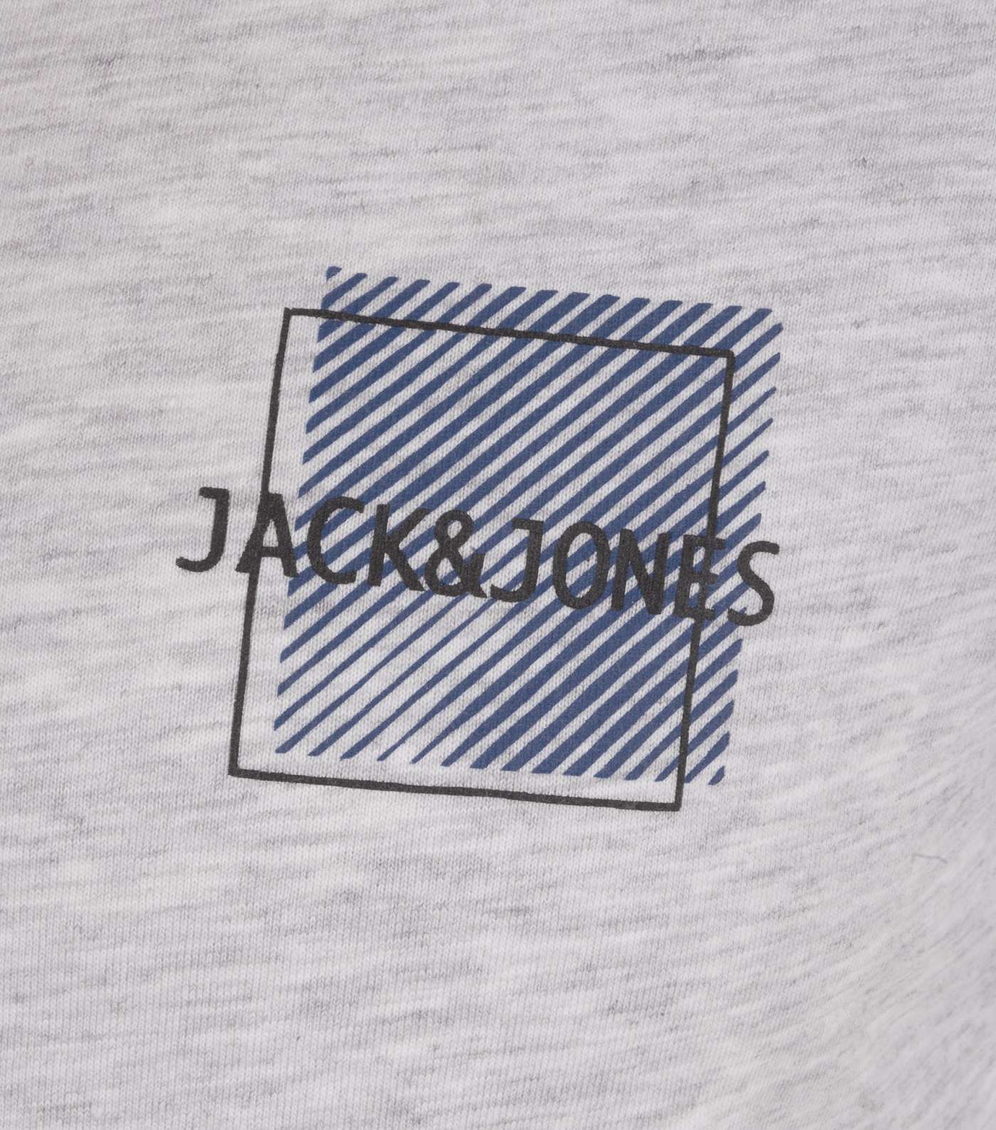 Jack & Jones Pale Grey Square Logo T-Shirt Image 3