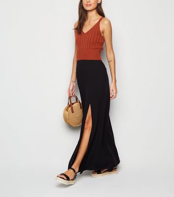 new look black maxi skirt