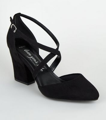 new look black court shoes