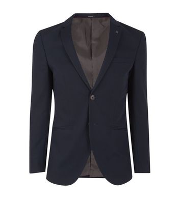 Image of Jack & Jones Navy Single Button Blazer New Look