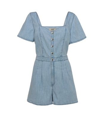 Women's Buckle Belted Fitted Denim Playsuit | Boohoo UK